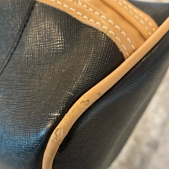 Giani Bernini's black with taupe trim triple compartment structured satchel - Picture 7 of 12